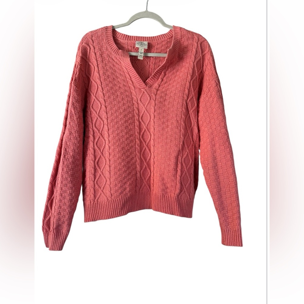 St. John's Bay Coral Cable Knit V-Neck Sweater